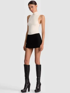 Alice and Olivia MINI*MACE SUEDE MINI SKORT MOCHA