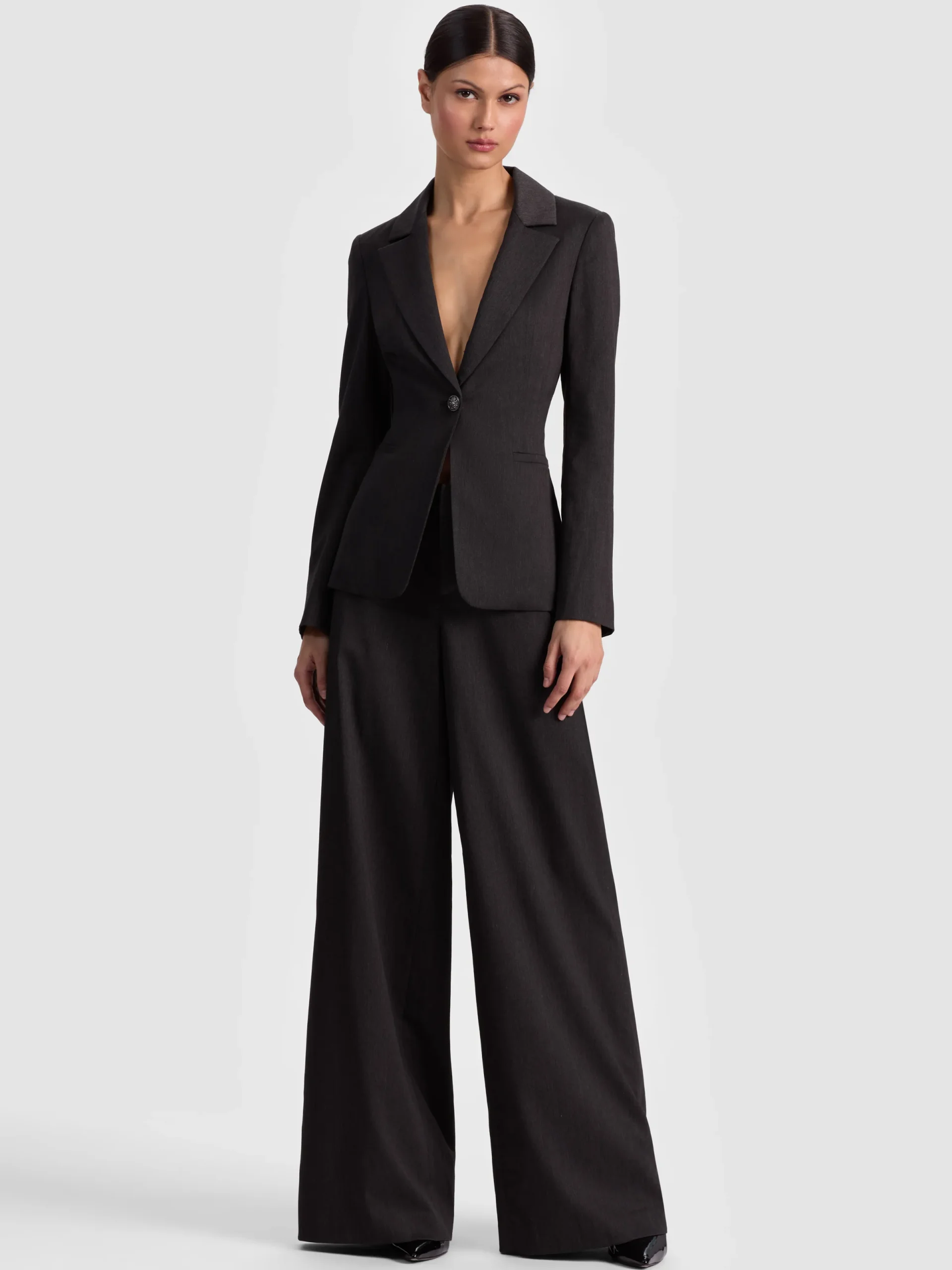 Alice and Olivia BLAZERS*MACEY CINCHED WAIST BLAZER DARK CHOCOLATE/PRALINE