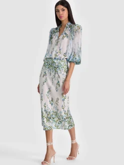 Alice and Olivia MIDI*MAEVE SLIP SKIRT BLACK