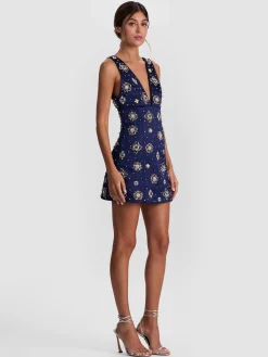 Alice and Olivia MINI*MANDY EMBELLISHED MINI DRESS BLACK