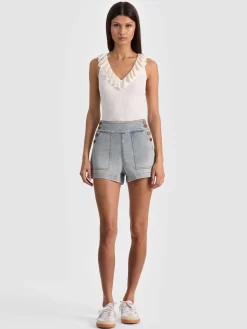 Alice and Olivia TANKS*MARNIE RUFFLE TANK WHITE