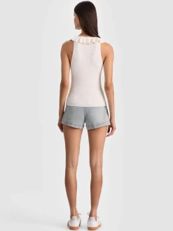 Alice and Olivia TANKS*MARNIE RUFFLE TANK WHITE