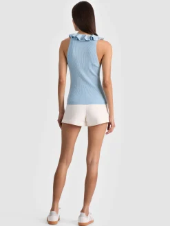 Alice and Olivia TANKS*MARNIE RUFFLE TANK ROCKSTAR BLUE