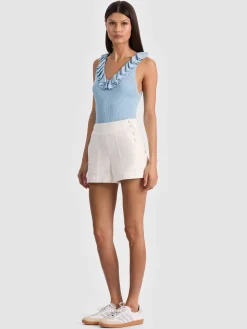 Alice and Olivia TANKS*MARNIE RUFFLE TANK ROCKSTAR BLUE