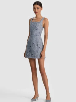 Alice and Olivia MINI*MARYANN LASER-CUT DENIM DRESS WHITE