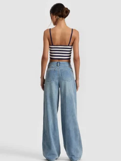 Alice and Olivia CROP TOPS*MAUDE STRIPED BRALETTE SOFT WHITE