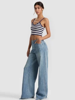 Alice and Olivia CROP TOPS*MAUDE STRIPED BRALETTE SOFT WHITE