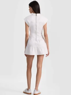 Alice and Olivia MINI*MILA DENIM MINI DRESS WHITE