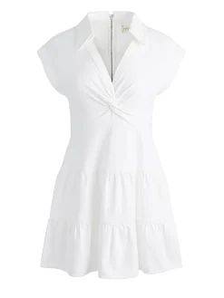 Alice and Olivia MINI*MILA DENIM MINI DRESS WHITE