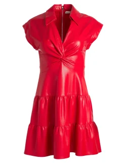 Alice and Olivia MINI*MILA VEGAN MINI DRESS BRIGHT RUBY