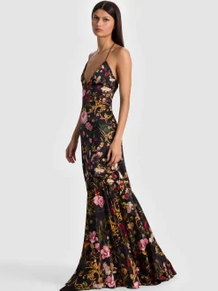 Alice and Olivia MAXI*MILTA MERMAID SLIP DRESS BLACK