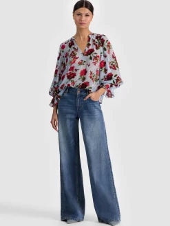 Alice and Olivia BLOUSES*MORANNE BLOUSE GREY MINERAL