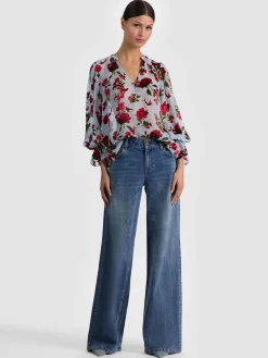 Alice and Olivia BLOUSES*MORANNE BLOUSE GREY MINERAL