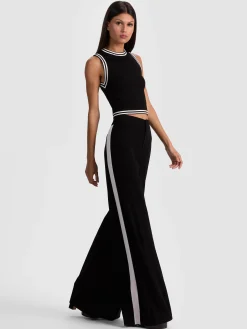 Alice and Olivia WIDE LEG*NESSI TROUSER WITH SIDE STRIPE OFF WHITE