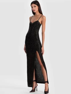Alice and Olivia MAXI*NINA EMBELLISHED MAXI DRESS