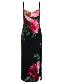 Alice and Olivia MIDI*NINA MIDI DRESS EMPRESS BLOOM BLACK