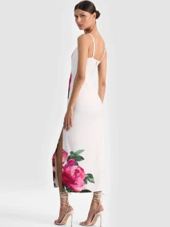 Alice and Olivia MIDI*NINA MIDI DRESS EMPRESS BLOOM OFF WHITE