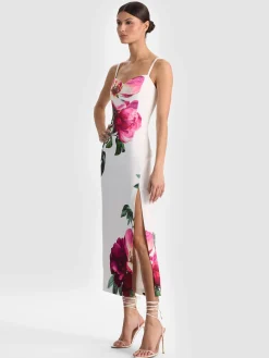 Alice and Olivia MIDI*NINA MIDI DRESS EMPRESS BLOOM OFF WHITE