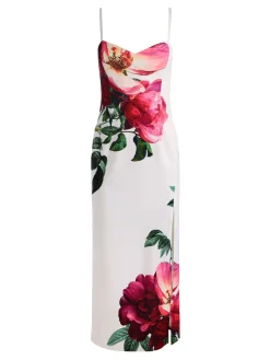 Alice and Olivia MIDI*NINA MIDI DRESS EMPRESS BLOOM OFF WHITE