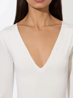 Alice and Olivia BODYSUITS*OLEA LONG SLEEVE BODYSUIT MOCHA