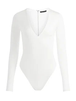 Alice and Olivia BODYSUITS*OLEA LONG SLEEVE BODYSUIT MOCHA