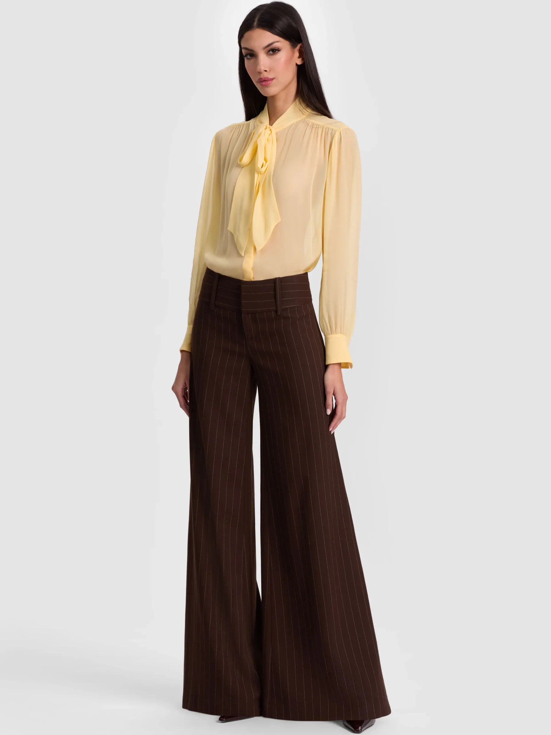 Alice and Olivia WIDE LEG*OLIVIA WIDE LEG PANT DARK CHOCOLATE/PRALINE