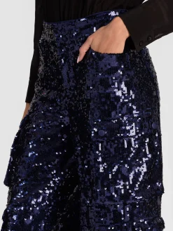 Alice and Olivia CARGOS*OLYMPIA SEQUIN CARGO PANT DARK OLIVE