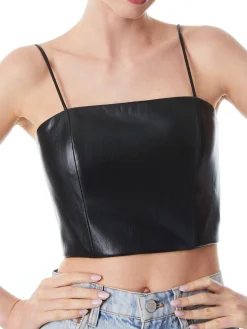 Alice and Olivia CROP TOPS*PEARLE VEGAN BUSTIER BLACK