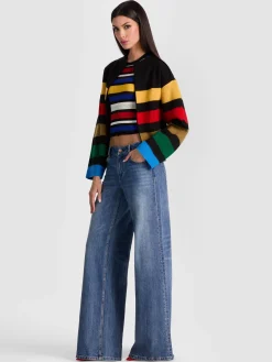 Alice and Olivia CARDIGANS*PEARSON STRIPED SWEATER JACKET