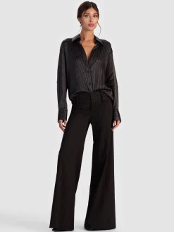 Alice and Olivia BLOUSES*PERFECT BUTTON DOWN BLACK/OFF WHITE