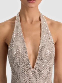 Alice and Olivia BODYSUITS*PIPPA SEQUIN BODYSUIT GREY MINERAL