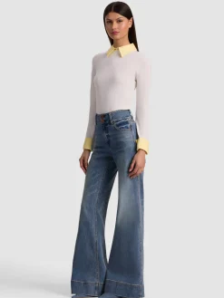 Alice and Olivia PULLOVERS*PORLA COLLARED SWEATER PRALINE/ECRU