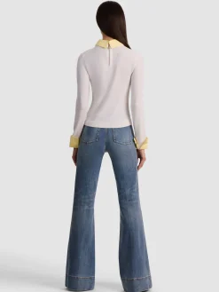 Alice and Olivia PULLOVERS*PORLA COLLARED SWEATER PRALINE/ECRU