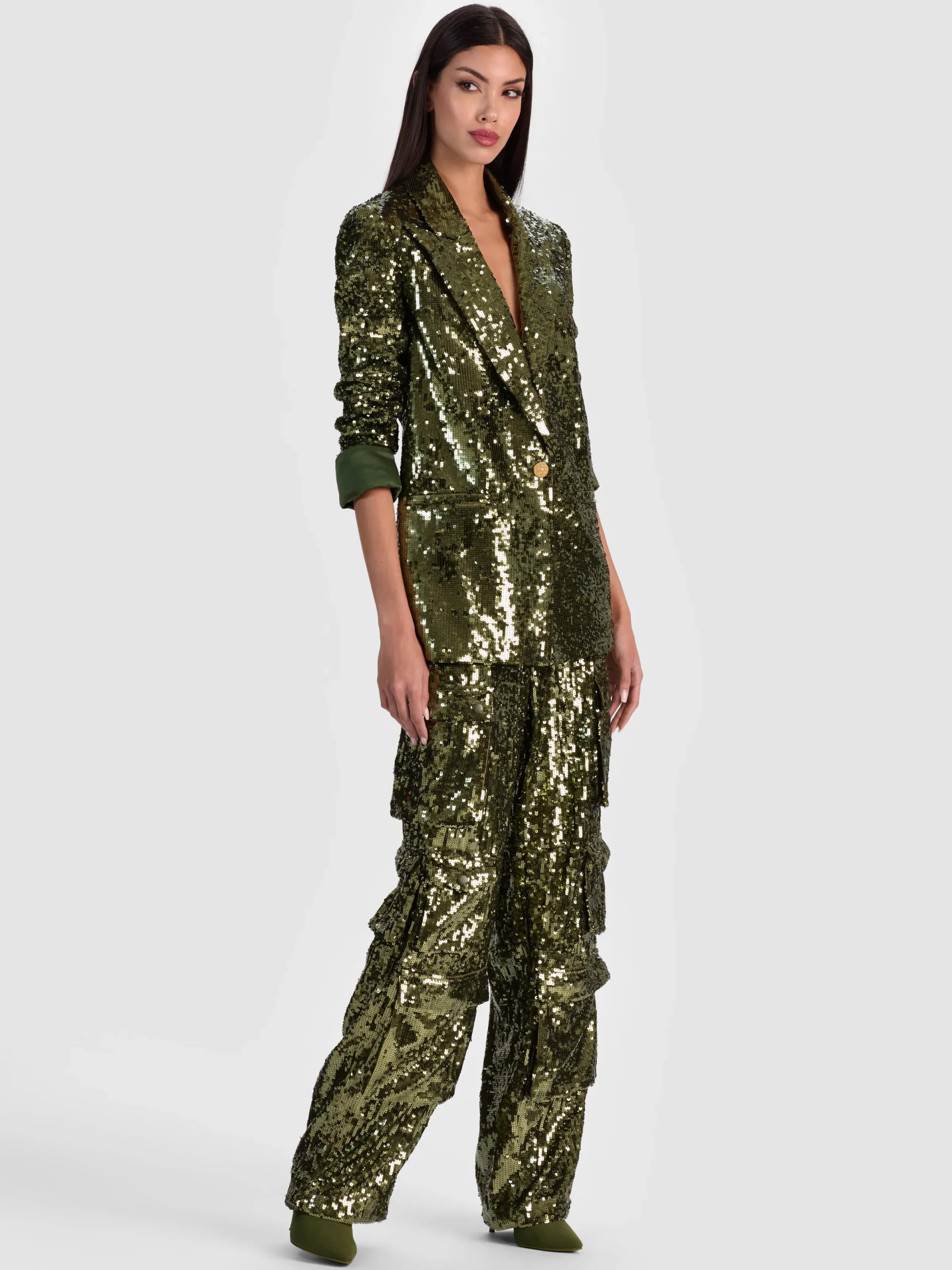 Alice and Olivia BLAZERS*QUINCY SEQUIN BLAZER MIDNIGHT BLUE