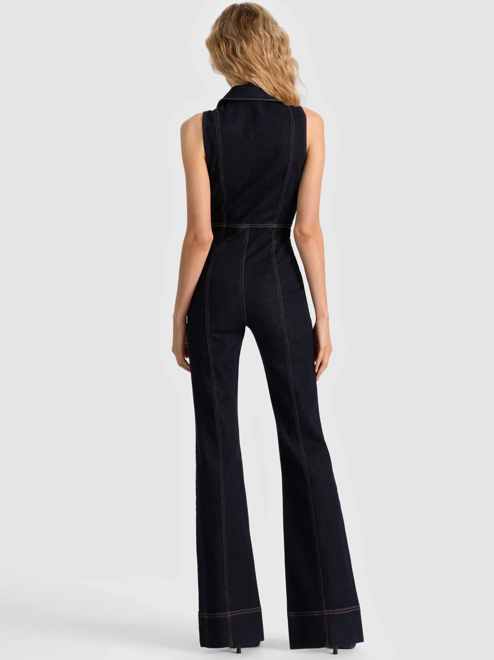 Alice and Olivia JUMPSUITS + ROMPERS*RACHEL SLEEVELESS DENIM JUMPSUIT
