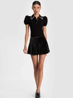 Alice and Olivia PULLOVERS*RAMONA EMBELLISHED POLO ECRU