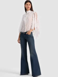 Alice and Olivia BLOUSES*RHEBA LACE TOP BLACK