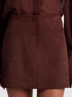 Alice and Olivia MINI*RILEY SUEDE MINI SKIRT OFF WHITE/OATMEAL