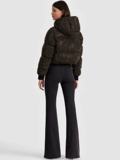 Alice and Olivia ANDREW PANT|JADE MESH BUTTON DOWN*ROBENA EMBELLISHED PUFFER OFF WHITE
