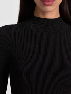 Alice and Olivia CROP TOPS*ROBERTA RIBBED TURTLENECK BLACK