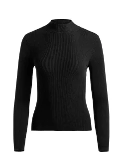 Alice and Olivia CROP TOPS*ROBERTA RIBBED TURTLENECK BLACK
