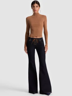 Alice and Olivia CROP TOPS*ROBERTA RIBBED TURTLENECK SAGE