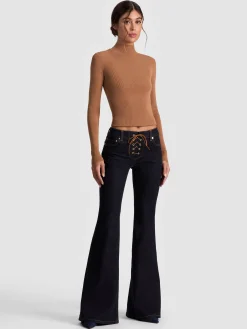 Alice and Olivia CROP TOPS*ROBERTA RIBBED TURTLENECK SAGE