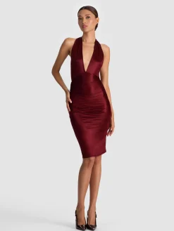 Alice and Olivia MIDI*ROMY DRAPED MIDI DRESS BLACK