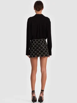 Alice and Olivia MINI*RUBI EMBELLISHED MINI SKIRT OFF WHITE