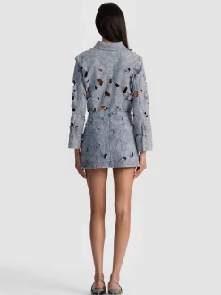 Alice and Olivia MINI*RUBI LASER-CUT DENIM SKIRT
