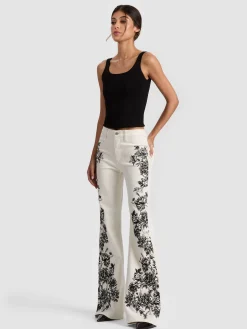 Alice and Olivia JEANS*SB EMBROIDERED JEAN SOFT WHITE