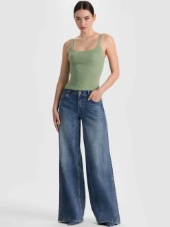 Alice and Olivia TANKS*SHANA RIBBED TANK GREY MINERAL