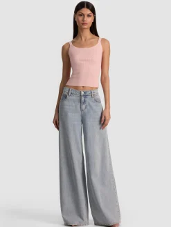 Alice and Olivia TANKS*SHANA RIBBED TANK GREY MINERAL