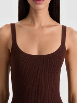 Alice and Olivia FRIENDS + FAMILY*SHANA RIBBED TANK DRESS BUTTER/ECRU